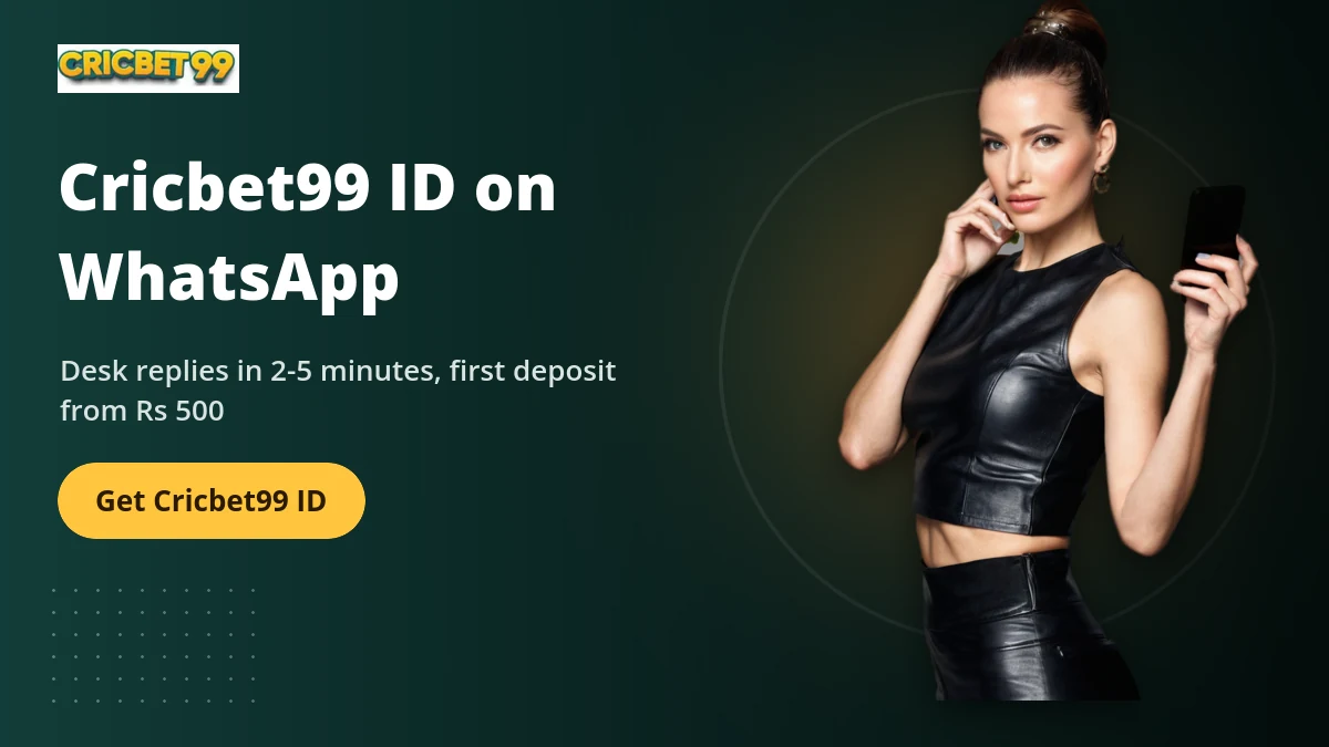 Cricbet99 ID on WhatsApp — Cricbet99 banner: Desk replies in 2-5 minutes, first deposit from ₹500